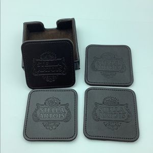 STELLA ARTOIS , LEATHER COASTERS .. EUC ..🍷